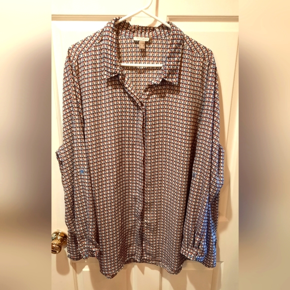 Roz&Ali Multicolored Button Down Lightweight Polyester Blouse size 3X - Picture 10 of 11